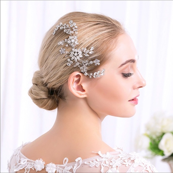 Flower vintage hair comb big Large vine bling brid main image 4